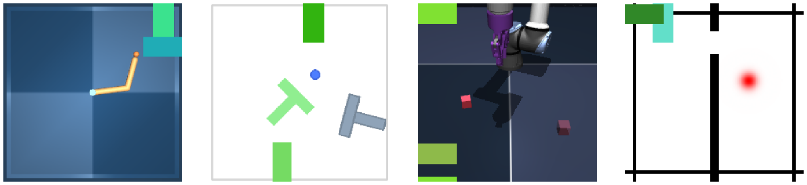 The same tasks with example moving-rectangle distractors added.